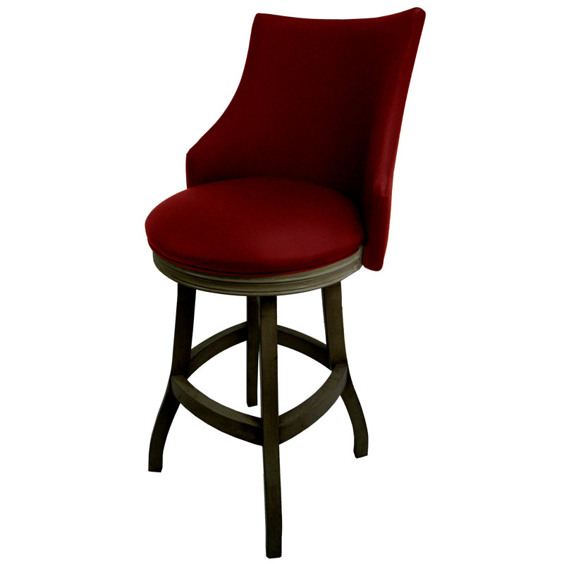 Tabouret pivotant en bois Ridfortore, Noir, Rouge, Tabouret de bar (assise de 30 po de hauteur)