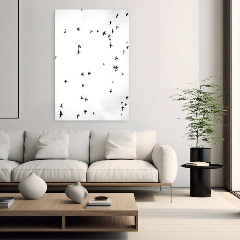 Art contemporain abstrait, minimaliste, oiseau, mouche, nature, faune, H 60 po x l 40 po