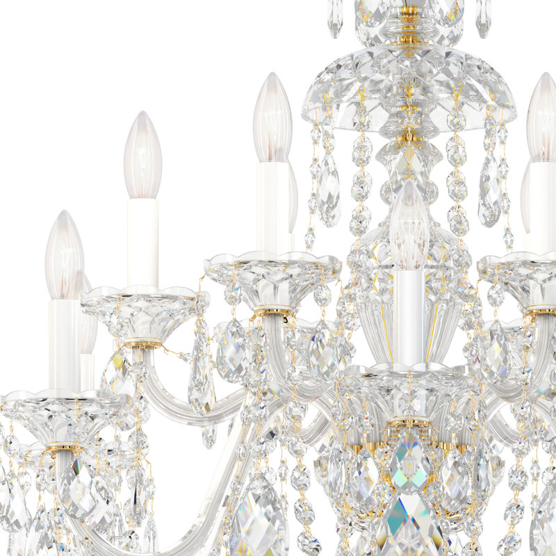 Sterling 12 - Light Glass Chandelier, Silver, Chinese (K9), 120 V