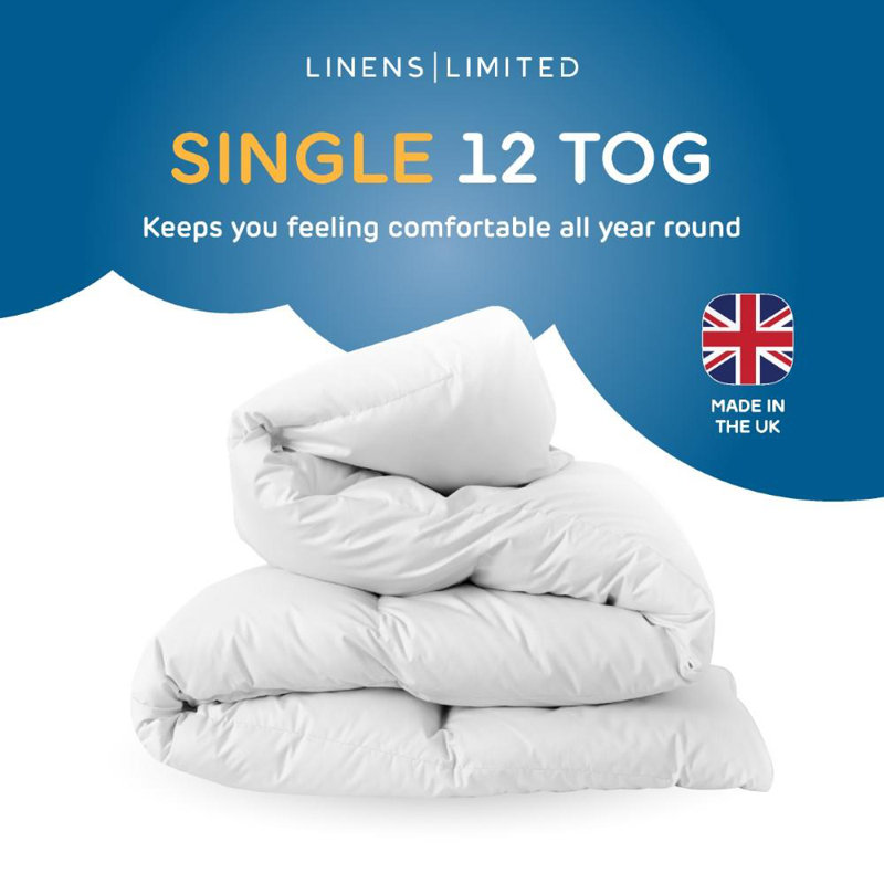Linens Limited Easy Care Duvet, Made in the UK, All Year Round Quilt, Soft and Comfy, Polypropylene Hollowfibre, Machine Washable