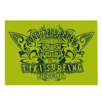 Ambesonne Tiki Bar Cutting Board Large Size Surf Team Party Apple Green Dark Green