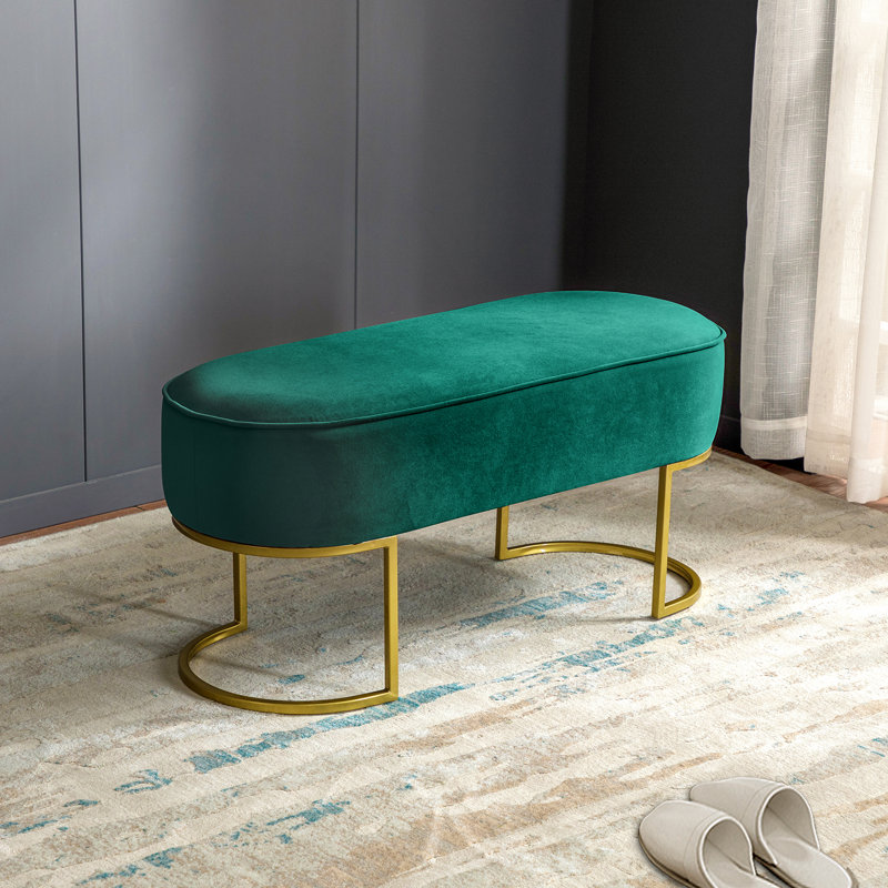  Banc rembourré en velours Annetta, Vert