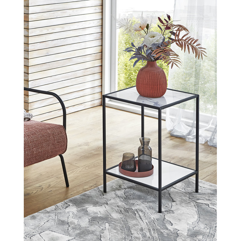 Side Table, Black, White