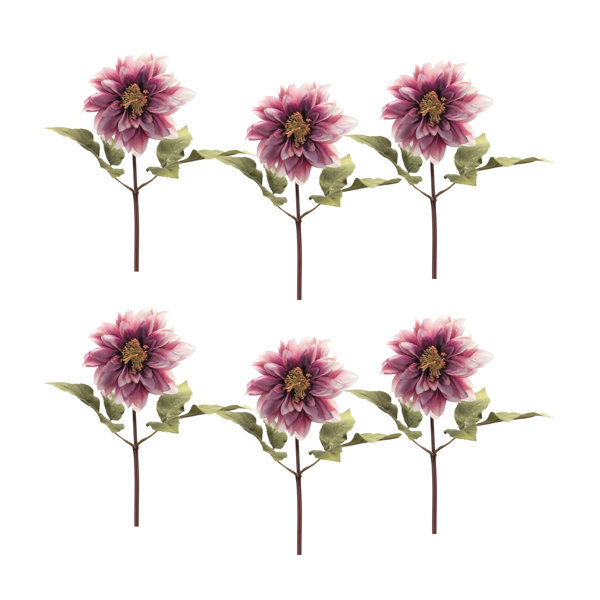 17 Artificial Lilac Flowers - (Set of 6) Primrue Flowers/Leaves Color: Purple