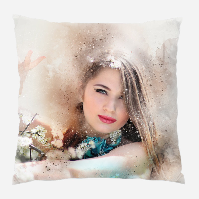 Housse de coussin d'extérieur carré Boehm Girl, Intérieur, Microsuède