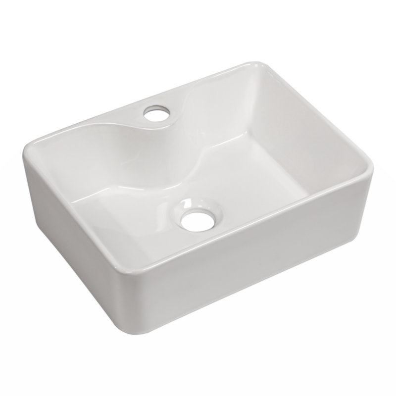 16'' White Ceramic Rectangular Bathroom Vessel Sink