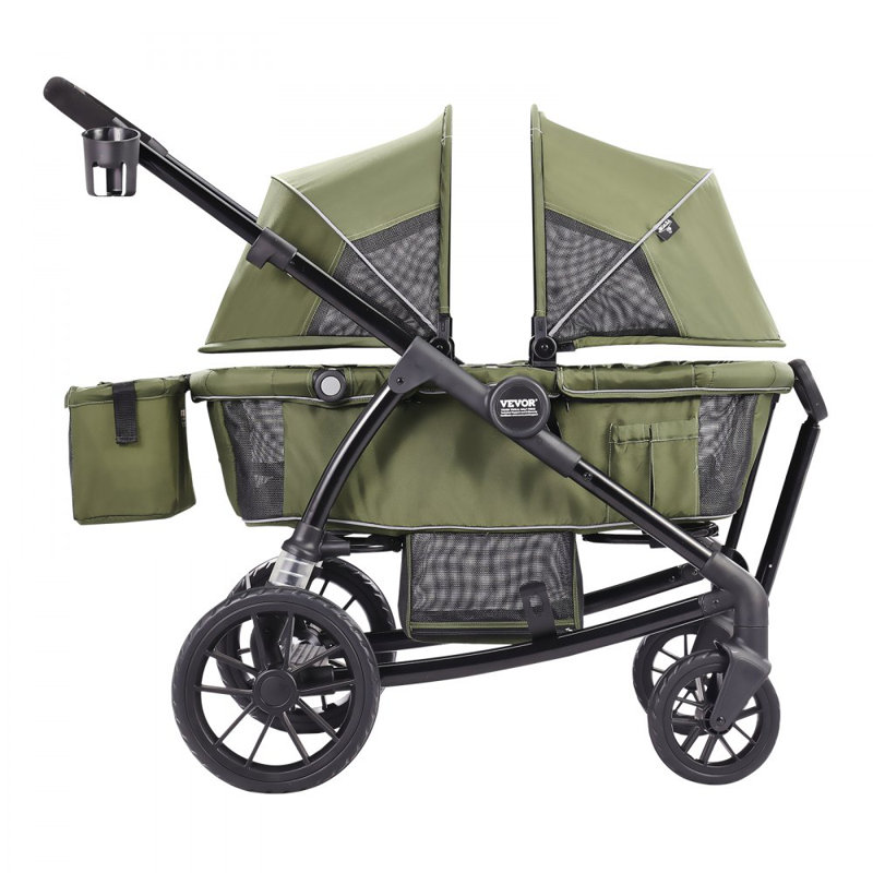Poussette pliable multi-enfants à 4 roues avec rangement VEVOR, Vert