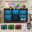 Buffet l 47 po noir avec support à vin à DEL, tablettes de rangement ouvertes et structure en métal-132949228