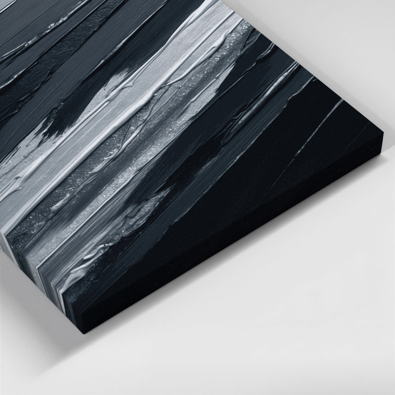 Toile horizontale à rayures horizontales gris foncé et gris argenté, H 24 po x l 36 po