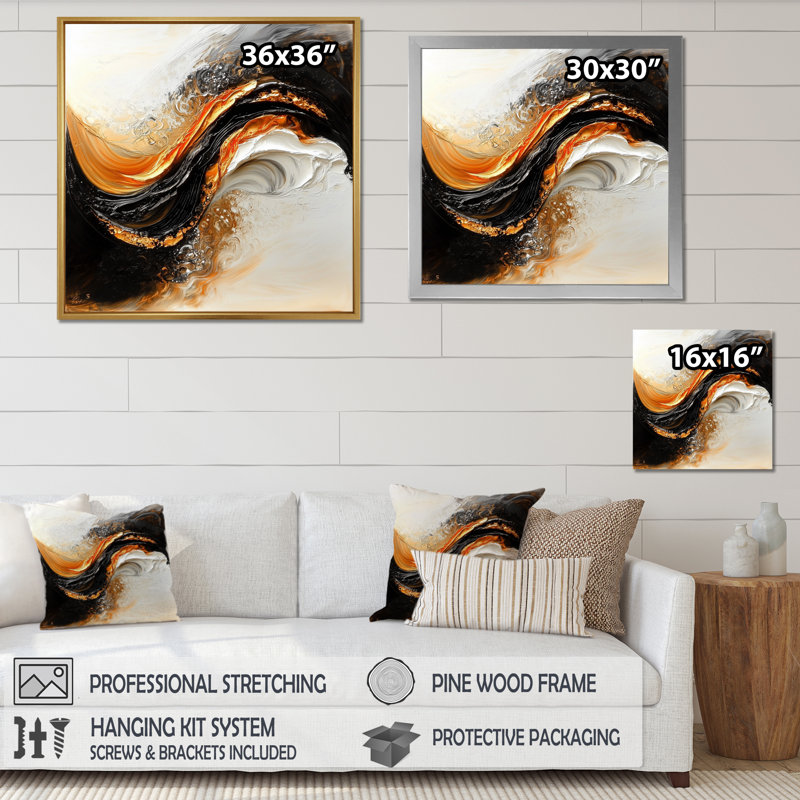 «Metamorphic Form Of Marble Storm II», reproduction d'art sur toile abstraite, H 16 po x l 16 po, Noir