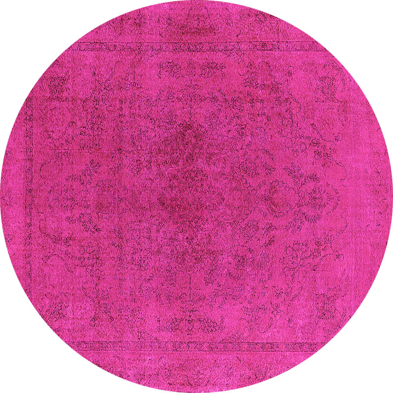 Tapis rose Mid-Century moderne 2250, Rond 8 pi