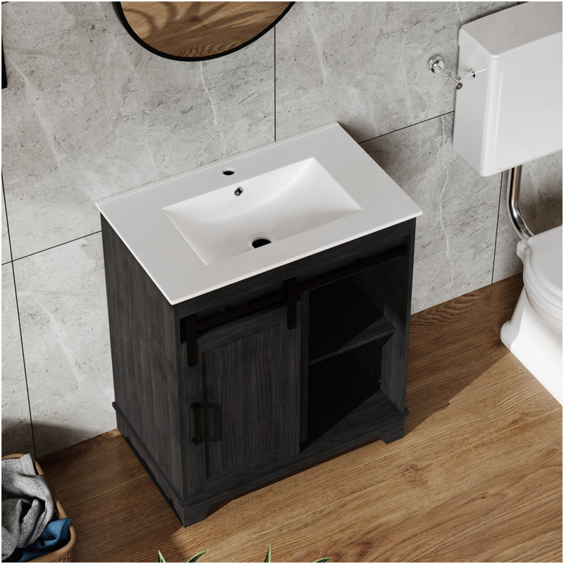 Lavabo encastré en céramique pour salle de bain Goodyo, 24 po, blanc