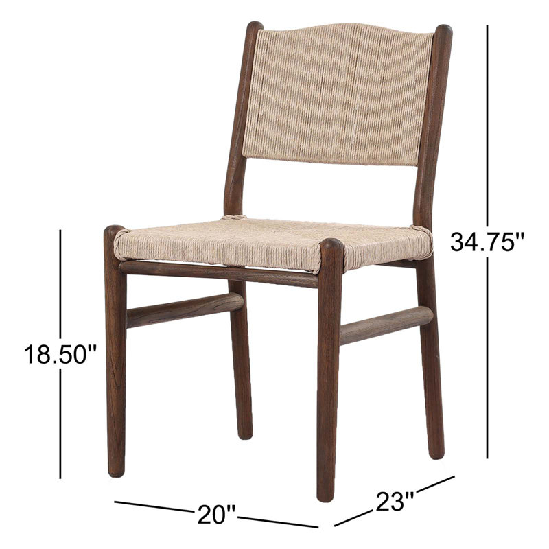 Herrin Outdoor Teak Dining Side Chair, Beige