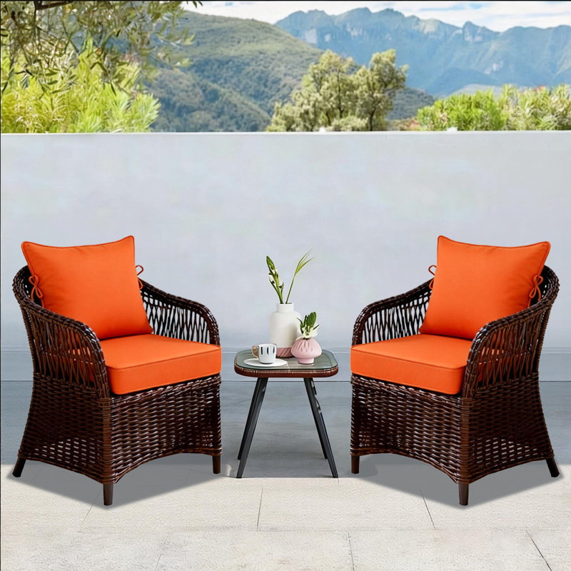 22 x 24 In Patio Furniture Cushions set of 2, Fade Resistant Outdoor Seat Cushions witj 4 pairs of Ties, Deep Seat Cushion for Seat Patio Chairs, Rattan Furniture, Wicker Seating, outdoor Adirondack Chair,Orange