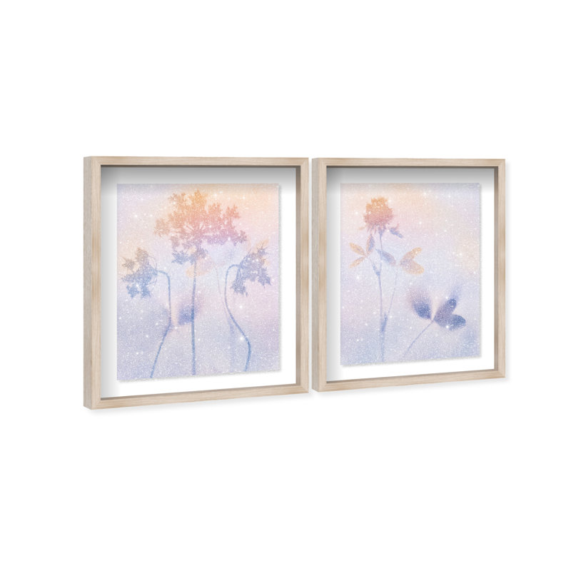 Lavender Shadows Set Set by Oliver Gal, 17"H x 21"W, Natural Oak Shadowbox