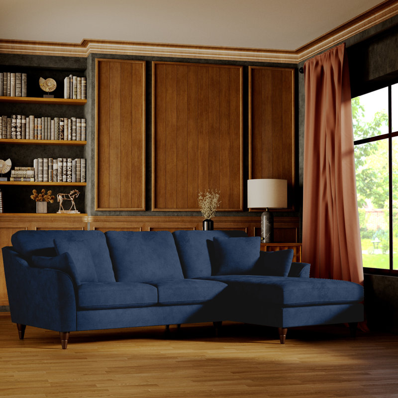 Melbern 3 Seater Corner Sofa, Navy, Right Hand Facing