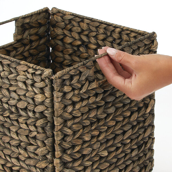 mDesign Woven Hyacinth Kitchen Storage Organizer Basket Bin, Black, 4, 10.5" H x 10.5" W x 10.5" D