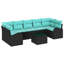 Ensemble de canapé de jardin Vidaxl 8 pièces noir et bleu 55 x 55 x 37 cm