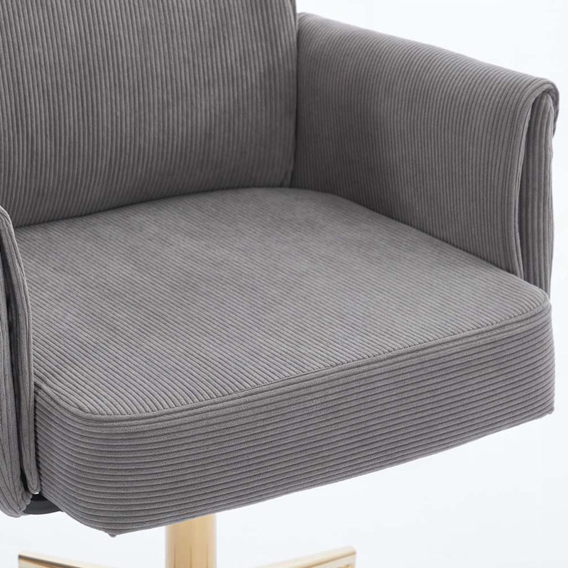 UpholsteredHome Office Chair with Golden Metal Base,Adjustable Desk Chair Swivel Office Chair, Gray