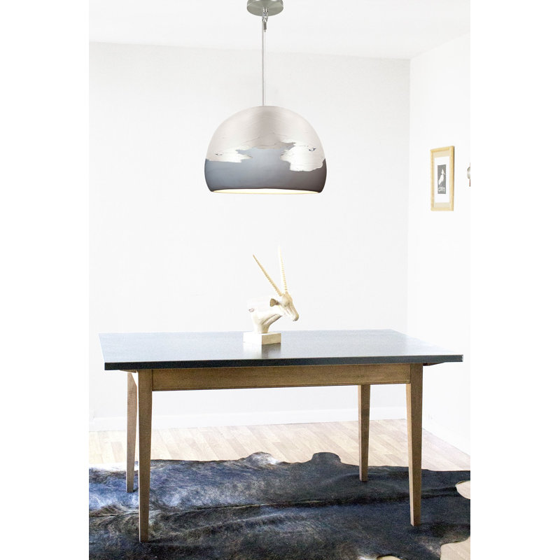 1 - Light Sphere Pendant, Nickel Braided Cord, Grey/Silver