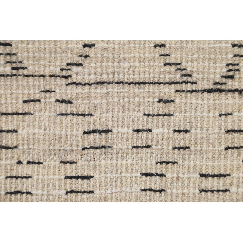 Tapis beige en laine noué à la main de conception unique 5 pi 8 po x 9 pi 6 po New Age