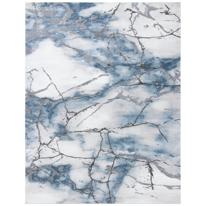 John-Paul Craft Performance Abstract Rug, Rectangle 12' x 18', Gray/Blue