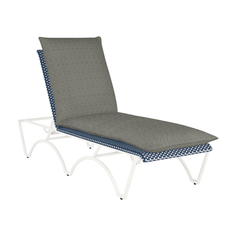 Chaise longue d'extérieur Savoy N-Dura, Trépointe, Intermix écorce, Craie / blanc / bleu marine