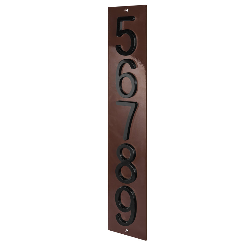 Plaque d'adresse verticale en aluminium Royal Shade, Noir, Oui, Brun