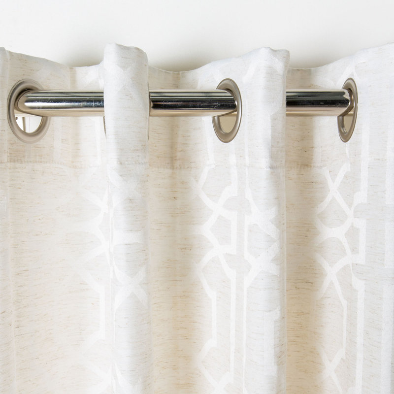 Kahle Geometric Semi-Sheer Grommet Single Curtain Panel, 52" W x 84" L