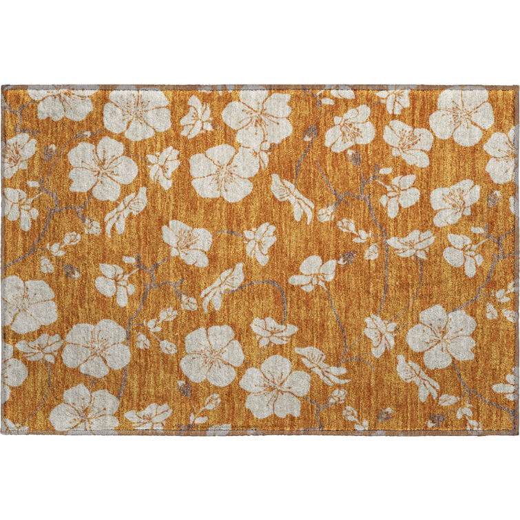 Premium Machine Washable Diskin AMF1032 Floral Rug