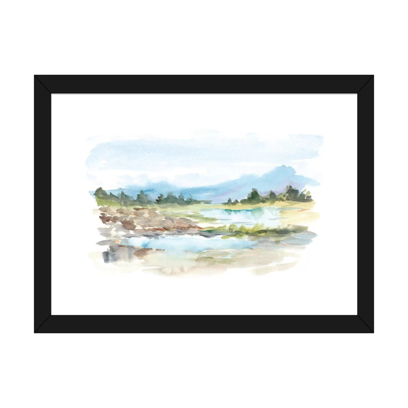 Reproduction d’art « Mountain Watercolor IV » par Ethan Harper, H 24 po x l 32 po x P 1 po, Blanc, Papier encadré noir
