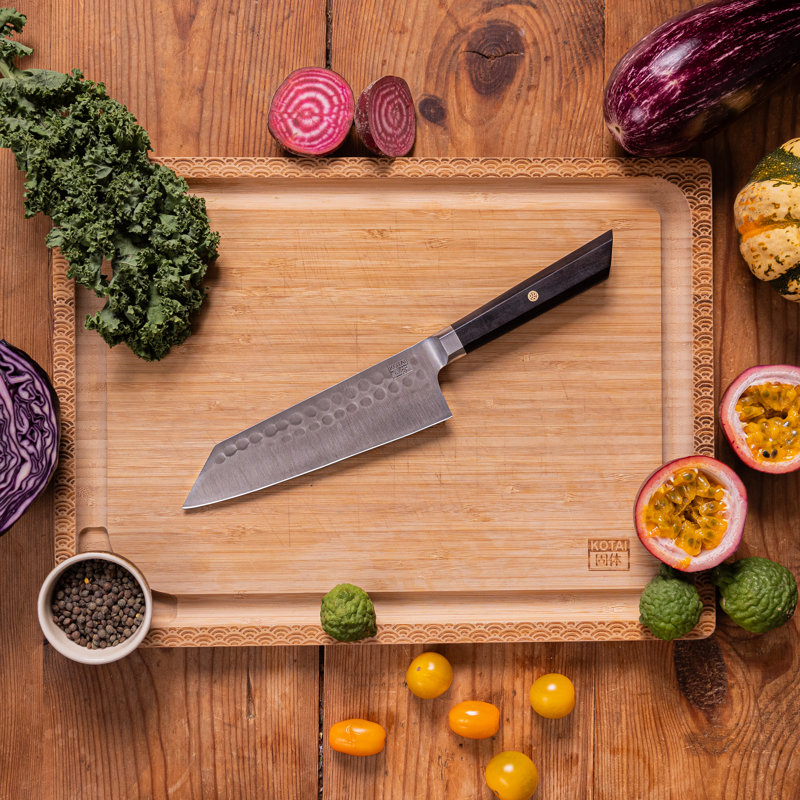 Bunka Santoku avec bambou Saya et boîte en bambou - lame de 170 mm