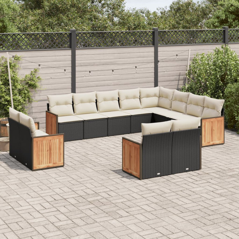  Garden Sofa Set Black And Cream White, Cream White, Black