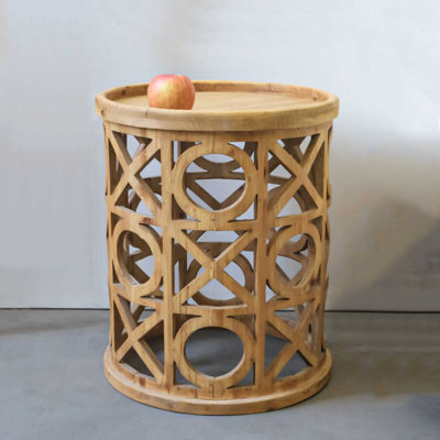 Creative solid wood hollowed-out round coffee table set