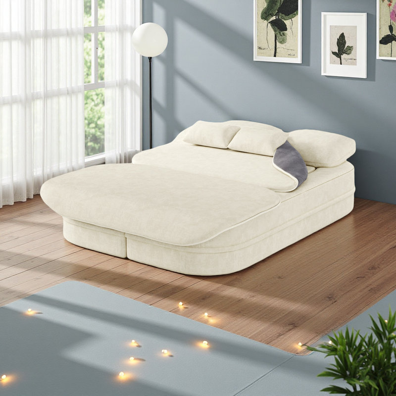 Canapé-lit pliable 75 po 2-en-1, canapé-lit convertible en mousse avec couverture multifonctionnelle, canapé-lit pliant en chenille, canapé-lit pour salon