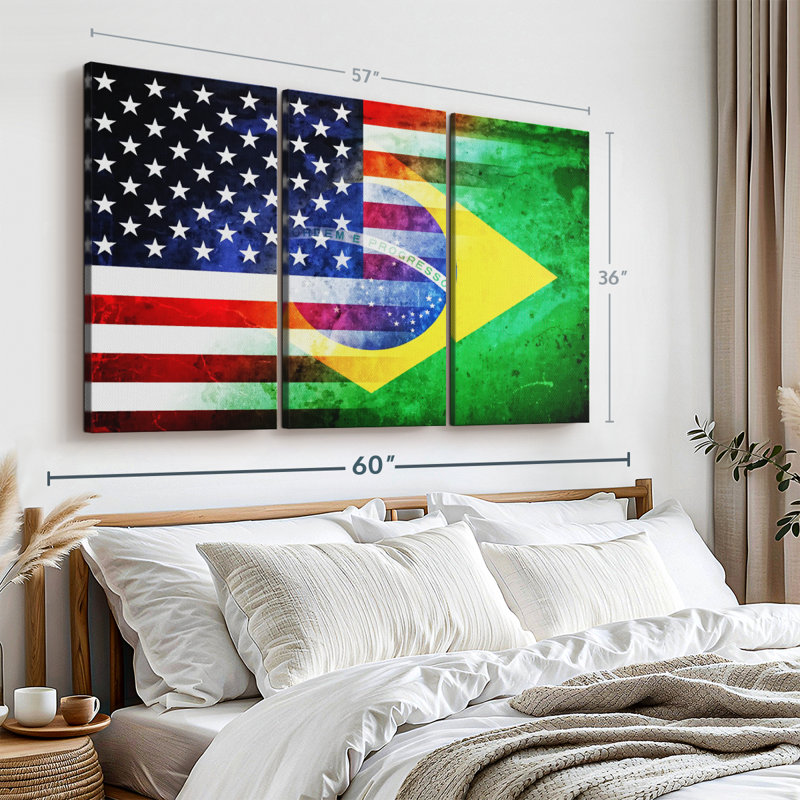 "USA Brésil" sur toile, H 36 po x l 57 po