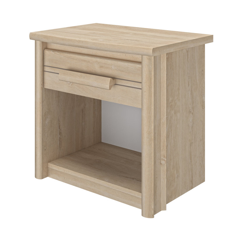 Roiguez 54cm W Manufactured Wood Bedside Table, Blond Oak