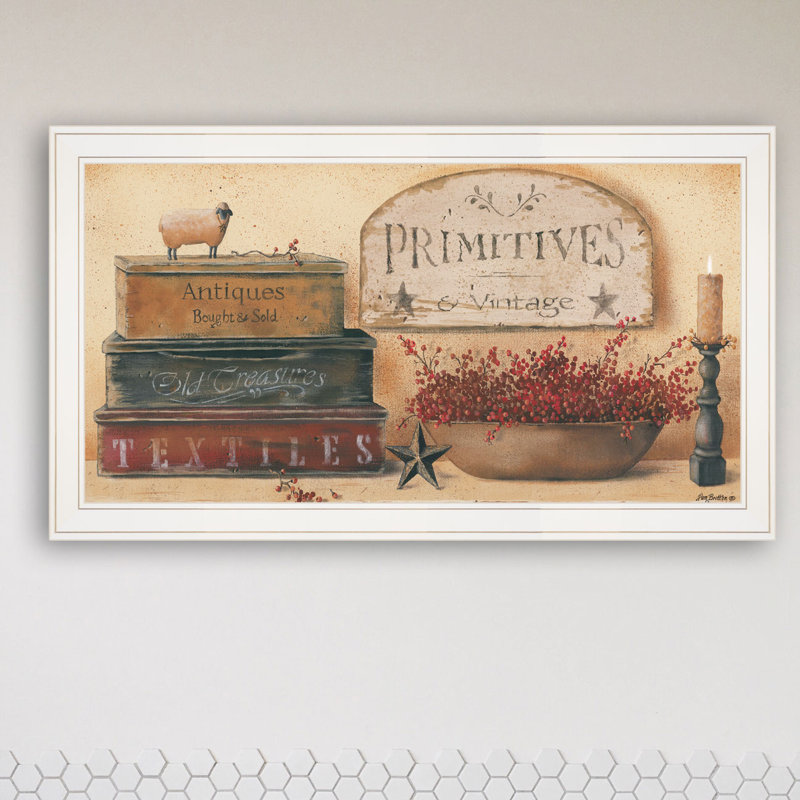 « primitives & rétro », reproduction de peinture à l’acrylique encadrée, Cadre blanc
