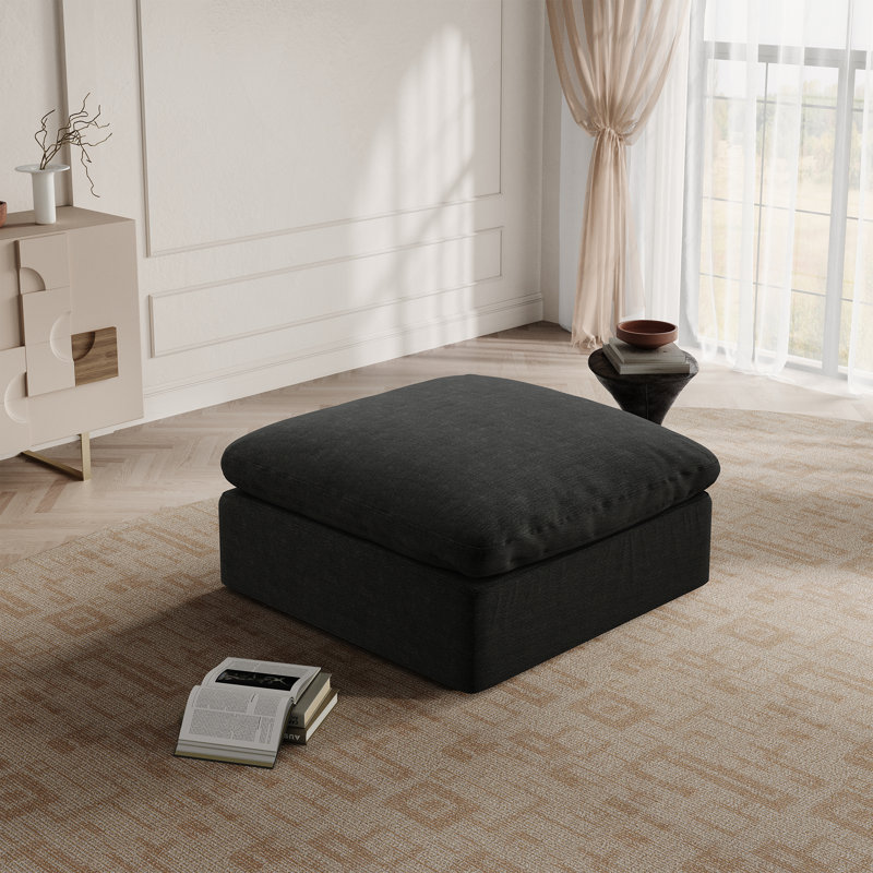 Prespa Upholstered Ottoman, Black