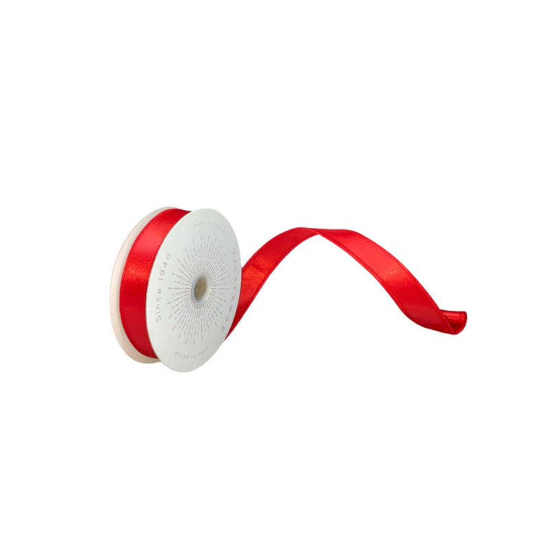 Ruban de Noël satiné 10 pi Vickerman, H 0,2 po x l 360 po x P 1 po, Rouge