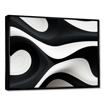 Orka Flows Minimal Black White - vagues, impression d'art mural