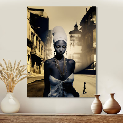 Portrait rétro africain, couleurs rétro délavées I - campagne, art mural