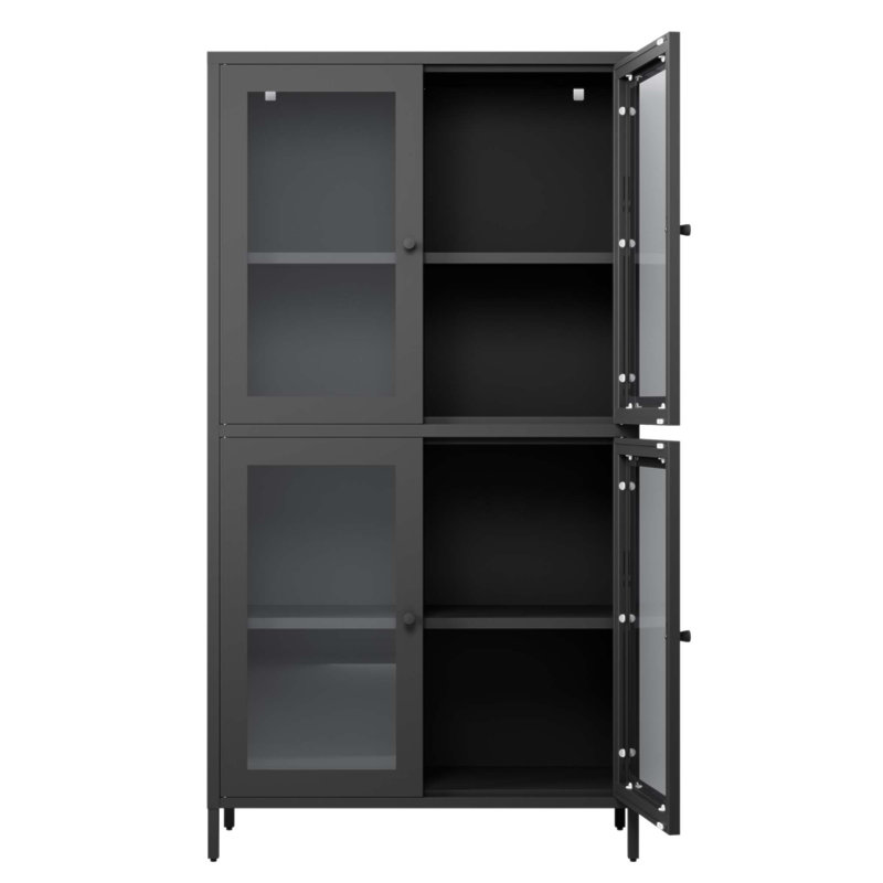 Classic Metal Storage Cabinet with 4 Glass Doors and 4 Shelves, Durable and Versatile for Home and Office Use