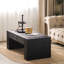 Table basse moderne en bois massif noir, table basse rectangulaire de 49 po pour le salon, la maison de campagne et le décor contemporain-428909345