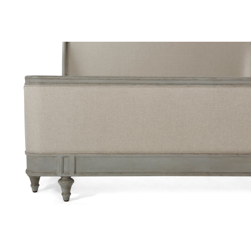 Beige and Brown Upholstered California King Bed with Wood Frame