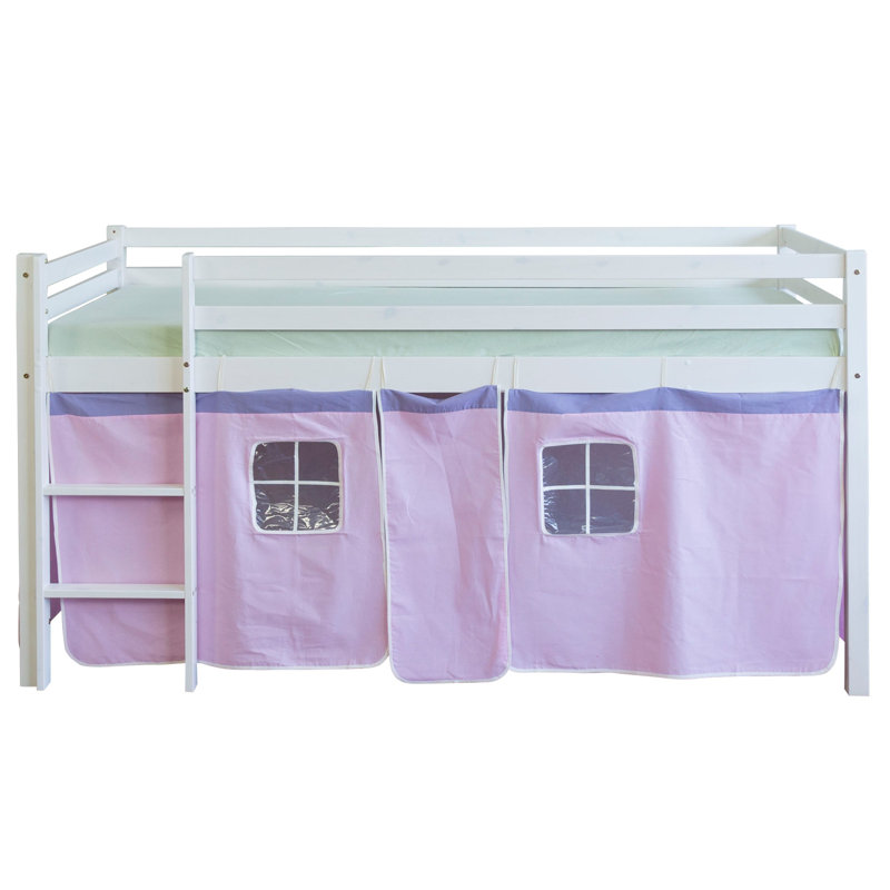 Amie European Single (90 X 200Cm) Solid Wood Low Loft Bed by Zoomie Kids, Light pink