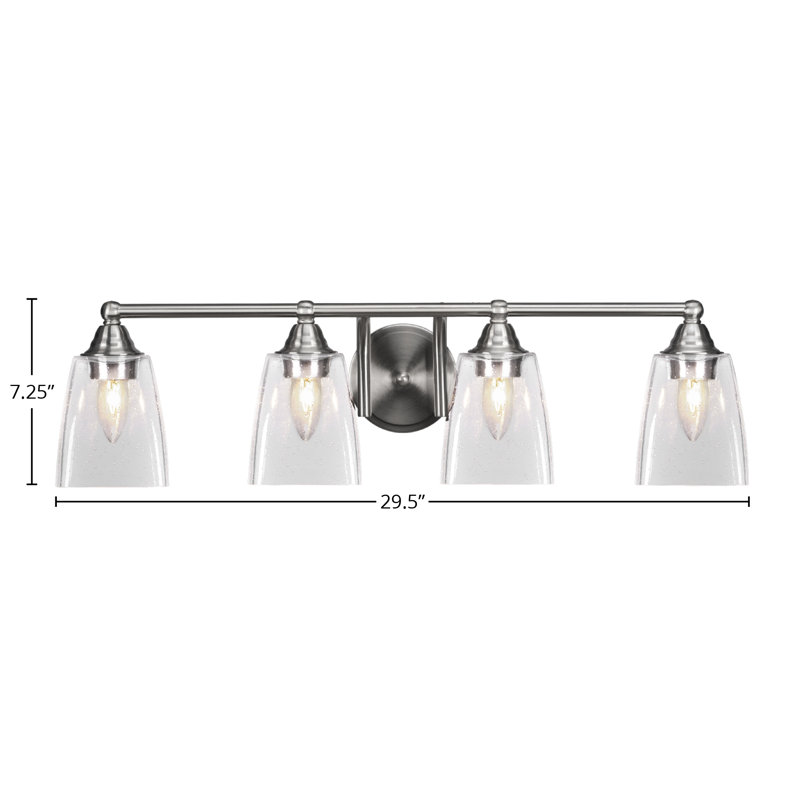 Barre d'éclairage de salle de bain 4 lumières Michell, Nickel brossé
