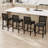 25'' Upholstered Bar & Counter Stool With Solid Wood Legs And Footrest And Rattan Backrest For Kitchen Island, Coffee Bar-766129576-766129574