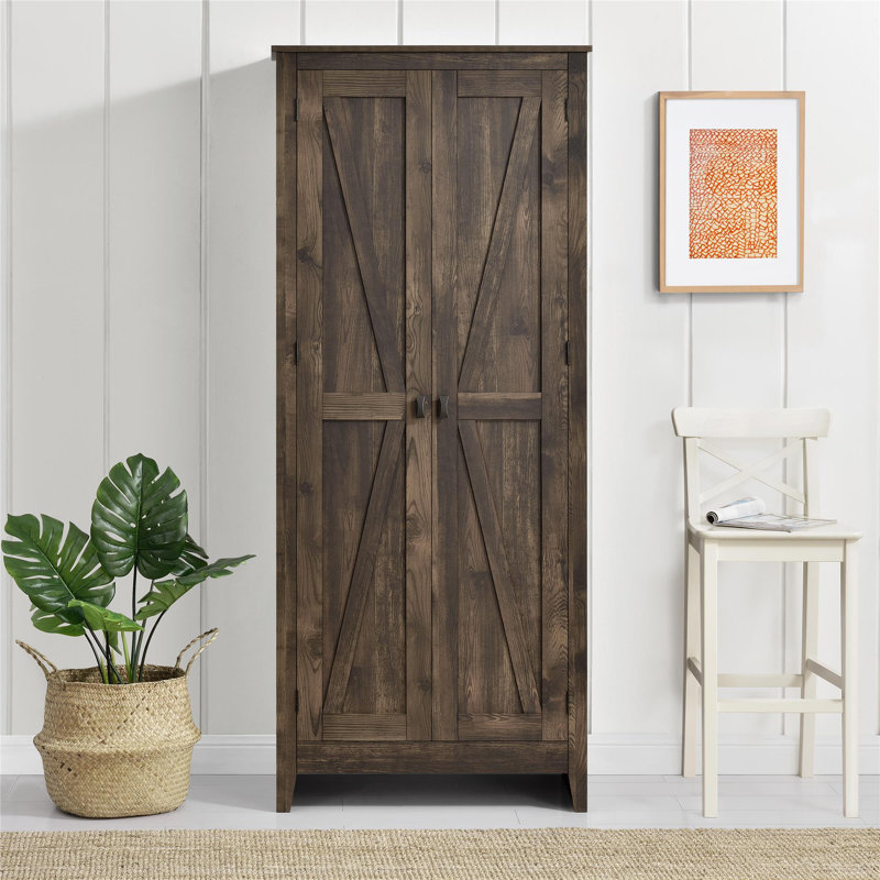Quast 31.5'' Wide 4 - Shelf Storage Cabinet, Rustic Brown