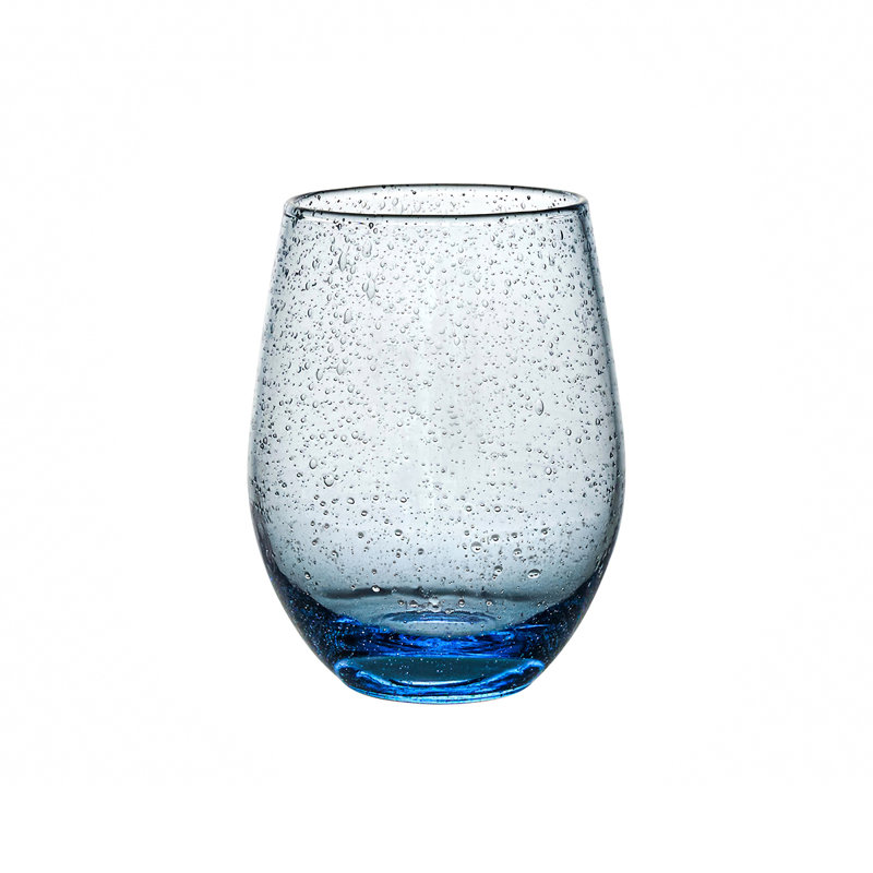 Provence Stemless Wine Glass, Clear/Chambray